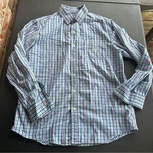 Chaps Mens Button Down Shirt Medium M Stretch Easy Care‎ Long Sleeve Multicolor